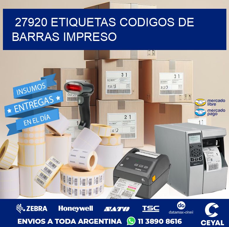27920 ETIQUETAS CODIGOS DE BARRAS IMPRESO