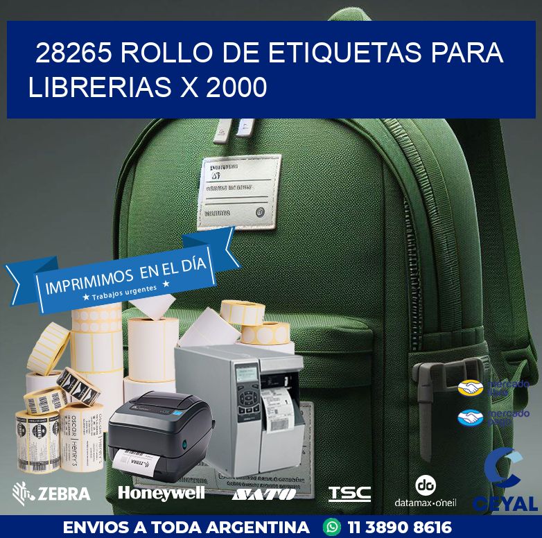 28265 ROLLO DE ETIQUETAS PARA LIBRERIAS X 2000