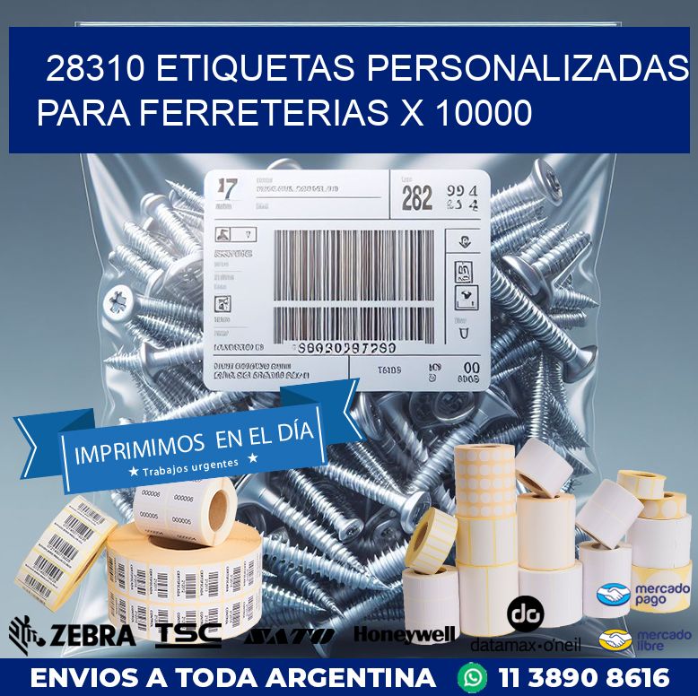 28310 ETIQUETAS PERSONALIZADAS PARA FERRETERIAS X 10000