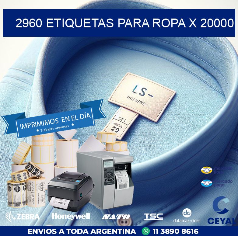 2960 ETIQUETAS PARA ROPA X 20000