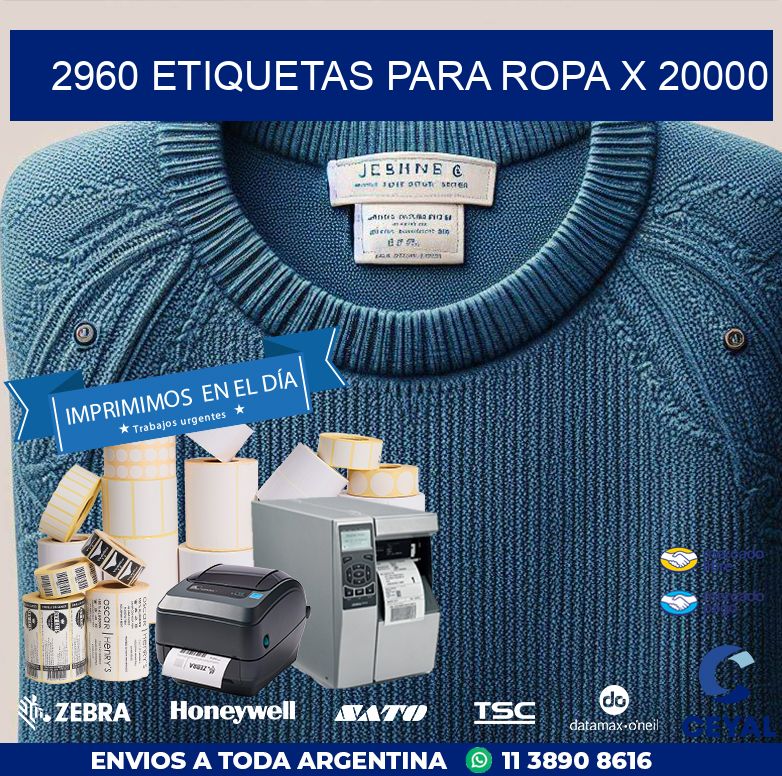 2960 ETIQUETAS PARA ROPA X 20000