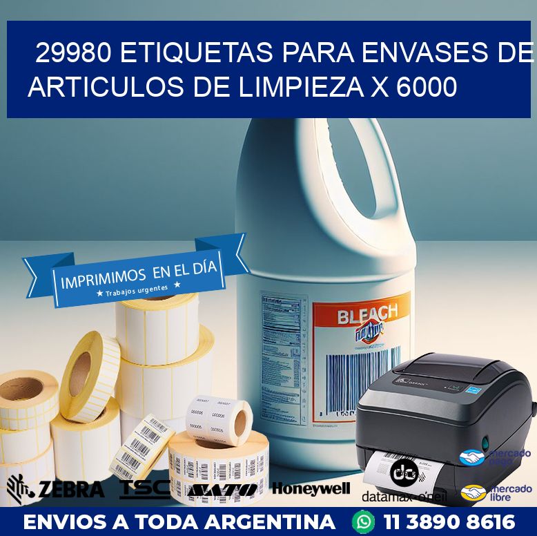 29980 ETIQUETAS PARA ENVASES DE ARTICULOS DE LIMPIEZA X 6000