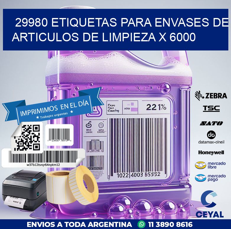 29980 ETIQUETAS PARA ENVASES DE ARTICULOS DE LIMPIEZA X 6000