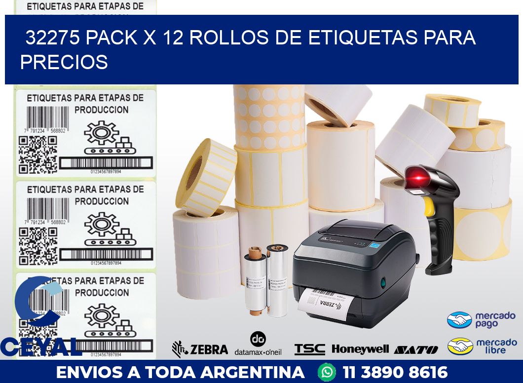 32275 PACK X 12 ROLLOS DE ETIQUETAS PARA PRECIOS