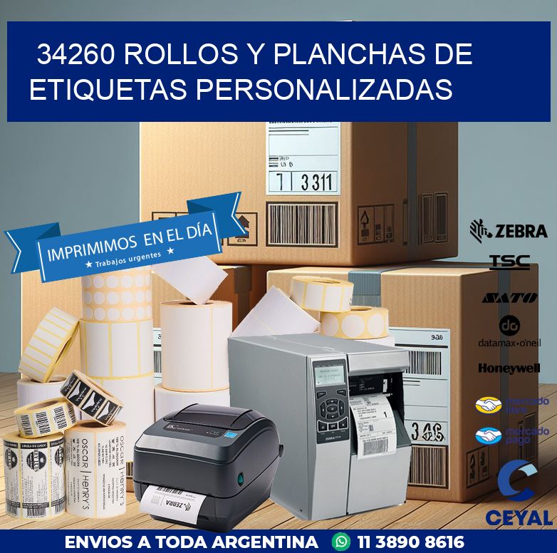 34260 ROLLOS Y PLANCHAS DE ETIQUETAS PERSONALIZADAS
