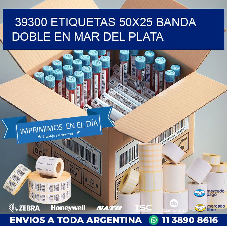 39300 ETIQUETAS 50X25 BANDA DOBLE EN MAR DEL PLATA
