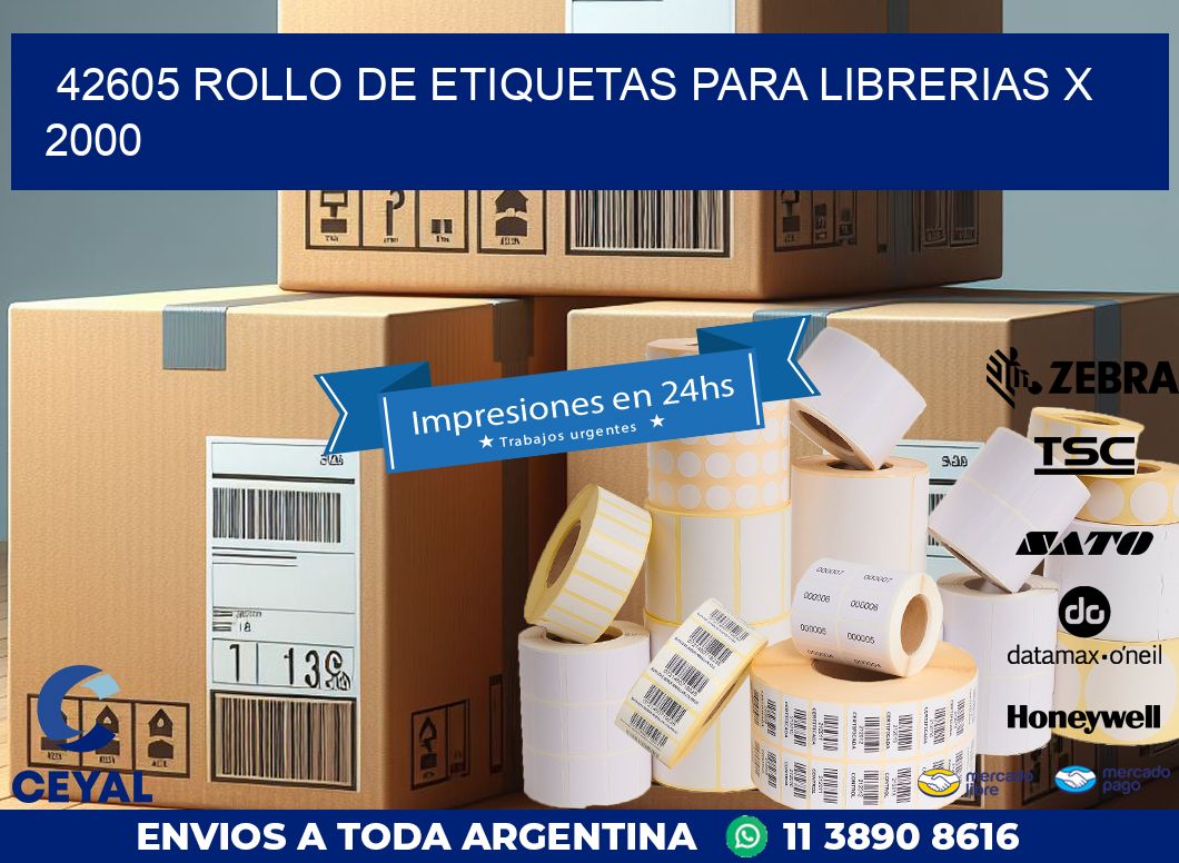 42605 ROLLO DE ETIQUETAS PARA LIBRERIAS X 2000