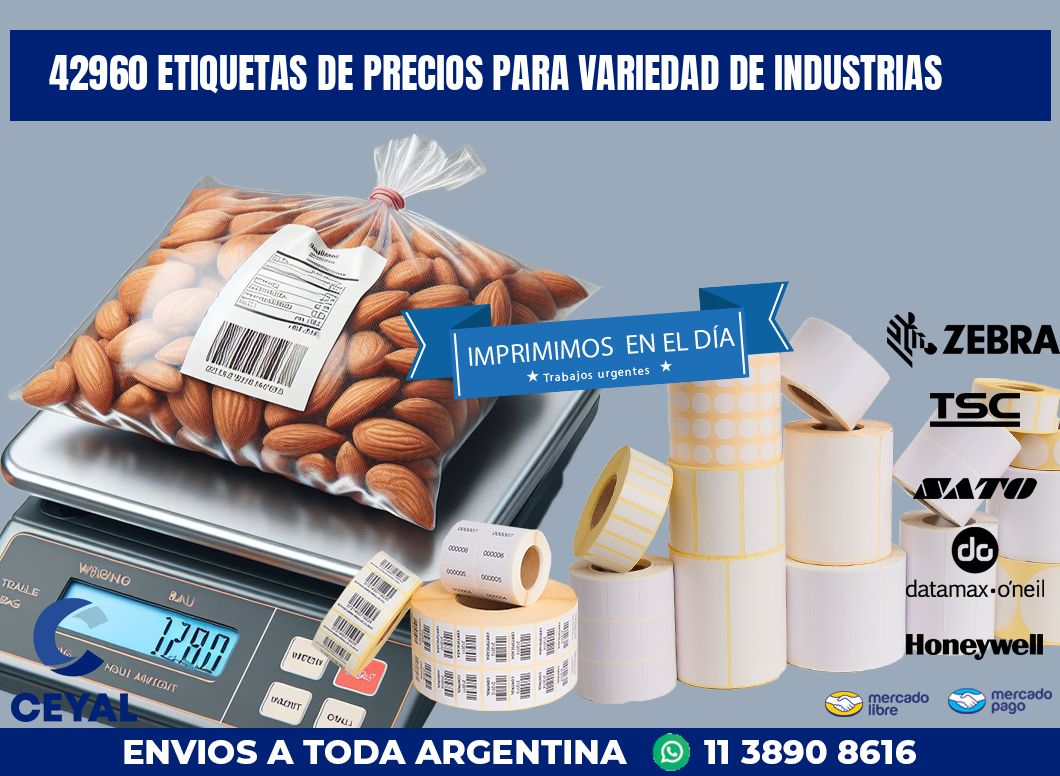 42960 ETIQUETAS DE PRECIOS PARA VARIEDAD DE INDUSTRIAS