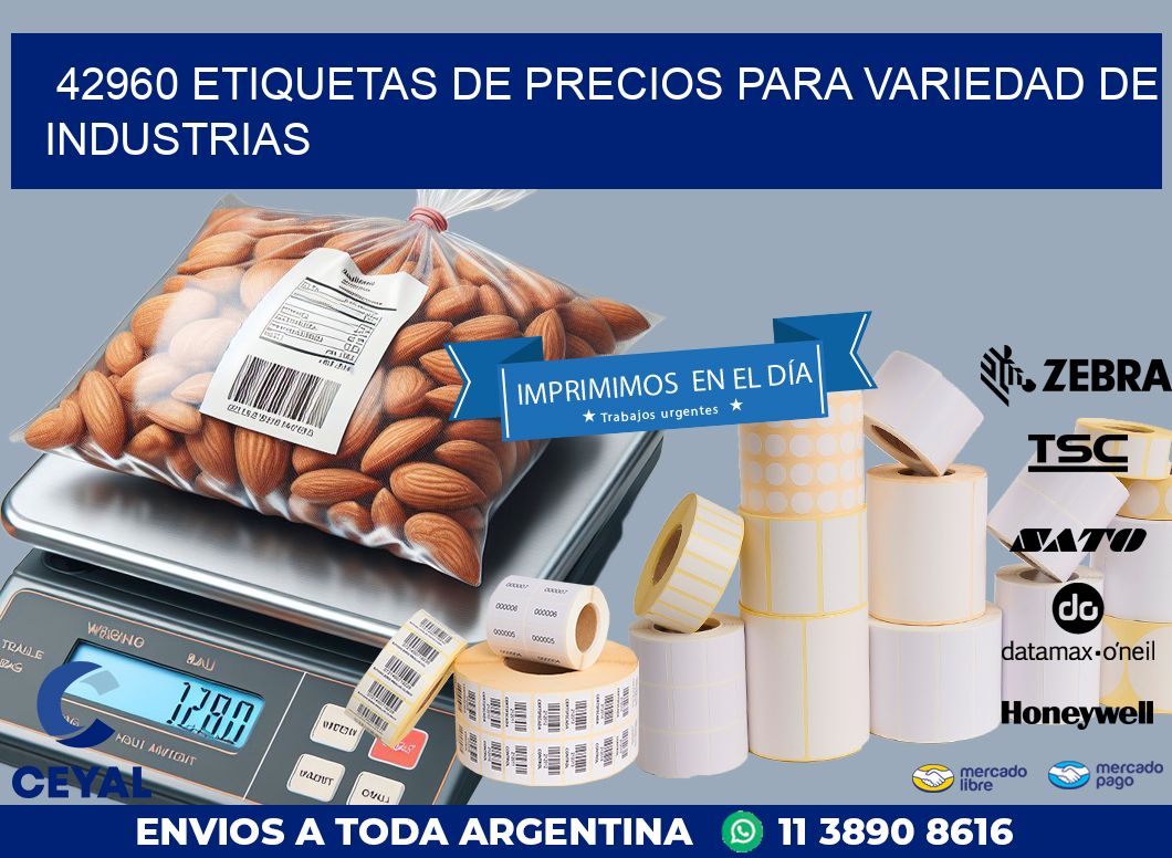 42960 ETIQUETAS DE PRECIOS PARA VARIEDAD DE INDUSTRIAS