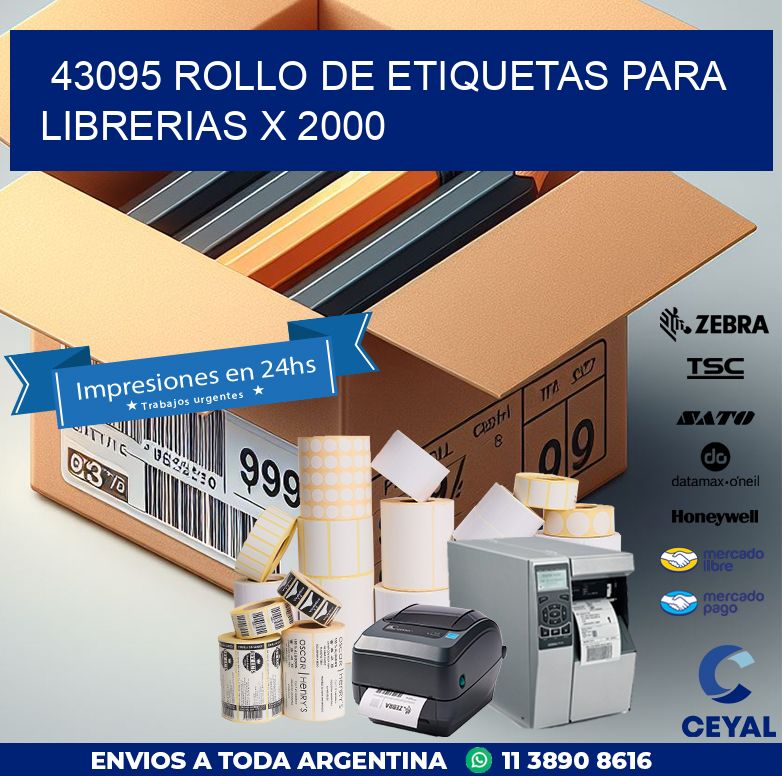 43095 ROLLO DE ETIQUETAS PARA LIBRERIAS X 2000