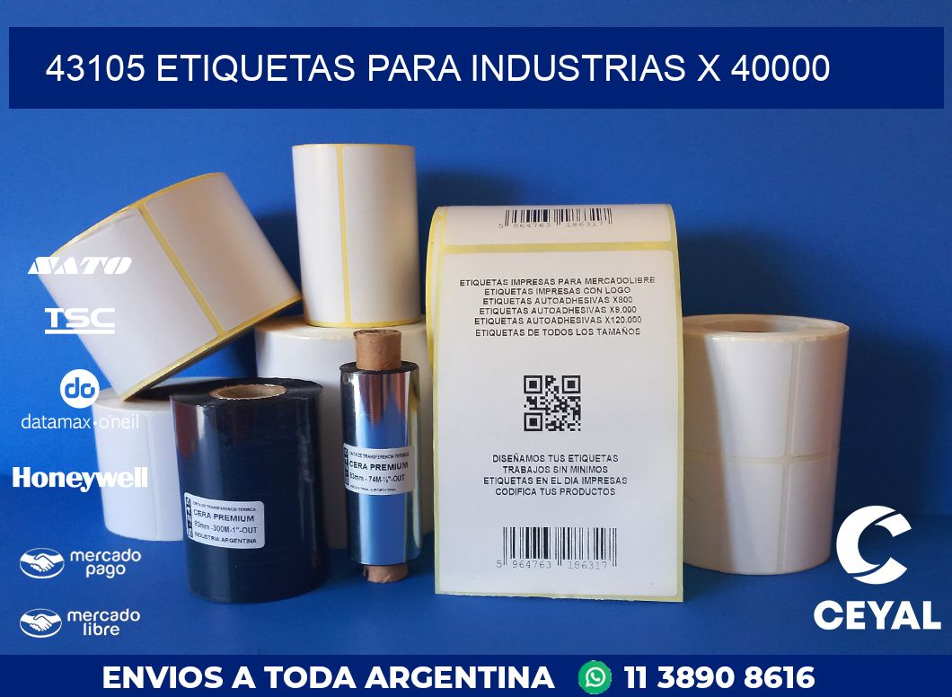43105 ETIQUETAS PARA INDUSTRIAS X 40000