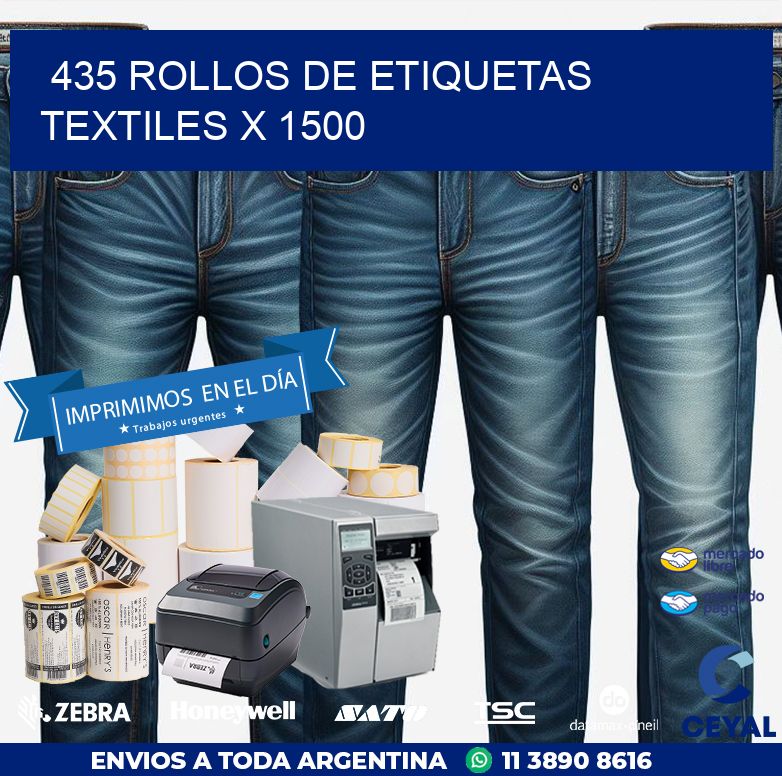 435 ROLLOS DE ETIQUETAS TEXTILES X 1500