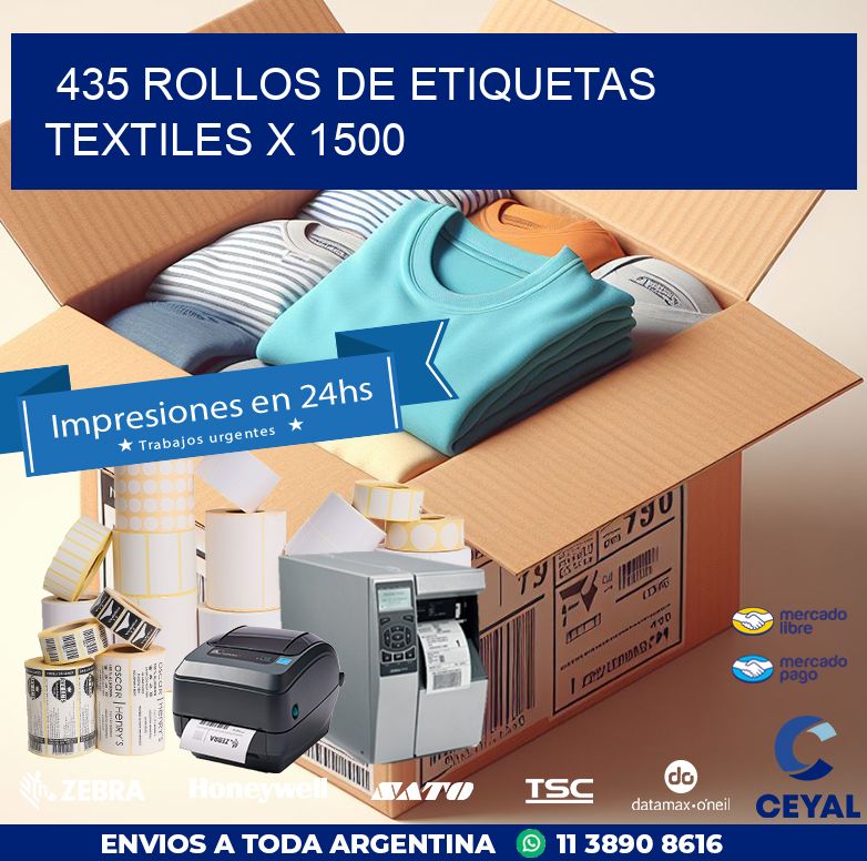 435 ROLLOS DE ETIQUETAS TEXTILES X 1500