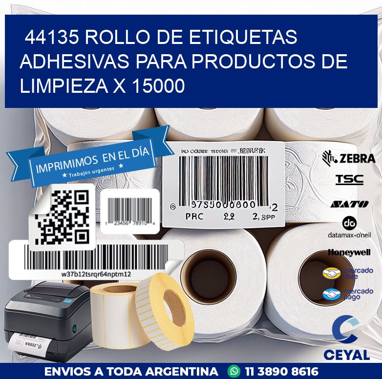 44135 ROLLO DE ETIQUETAS ADHESIVAS PARA PRODUCTOS DE LIMPIEZA X 15000