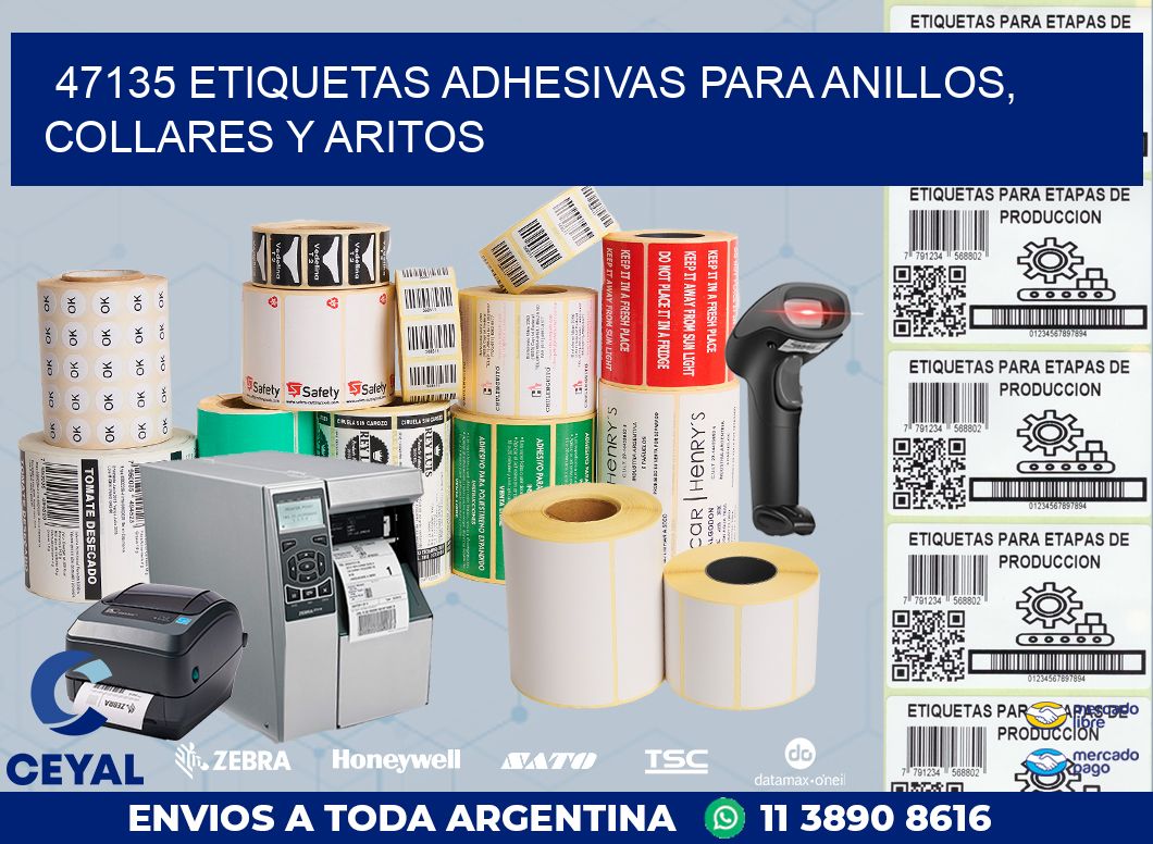 47135 ETIQUETAS ADHESIVAS PARA ANILLOS, COLLARES Y ARITOS