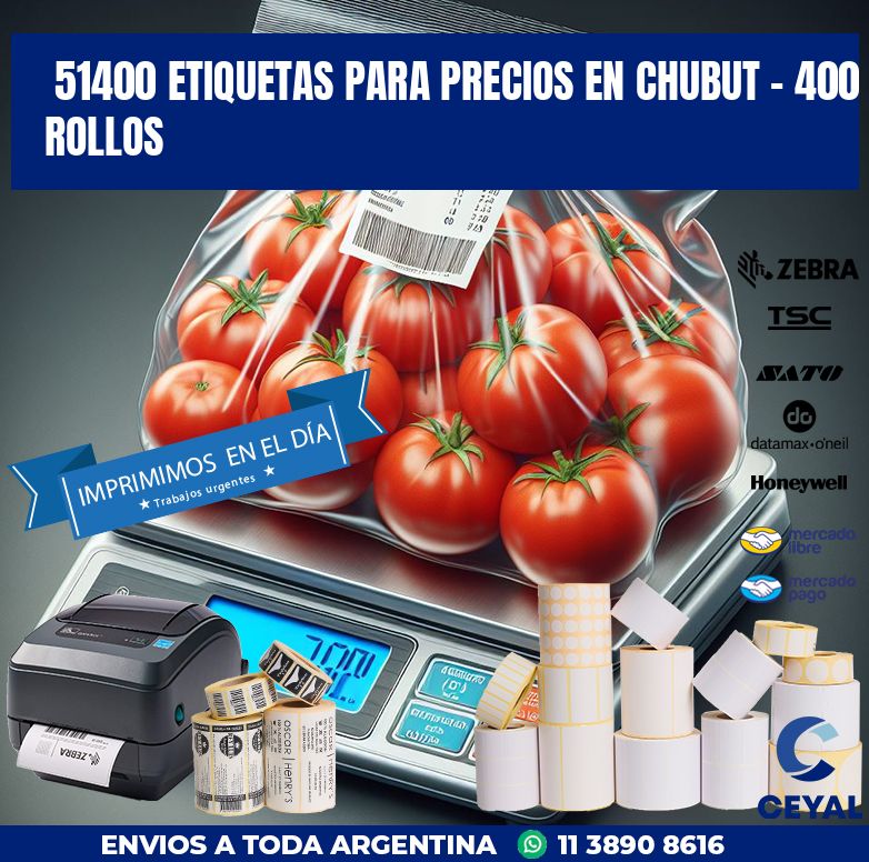 51400 ETIQUETAS PARA PRECIOS EN CHUBUT - 400 ROLLOS