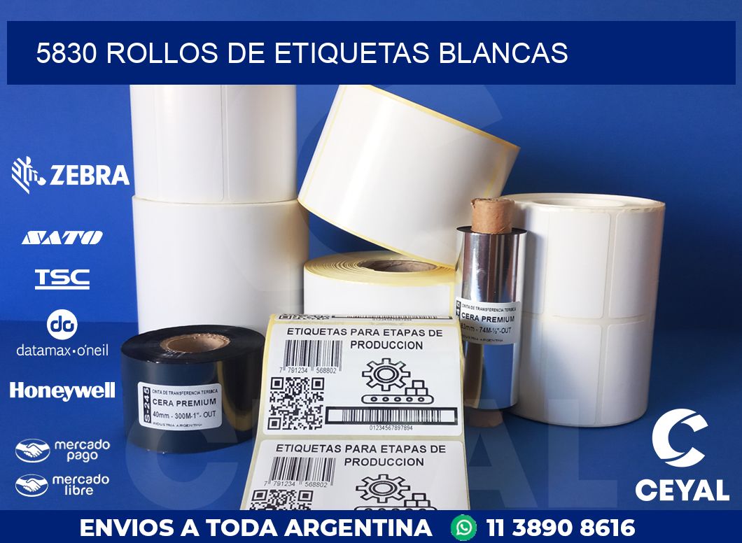 5830 ROLLOS DE ETIQUETAS BLANCAS