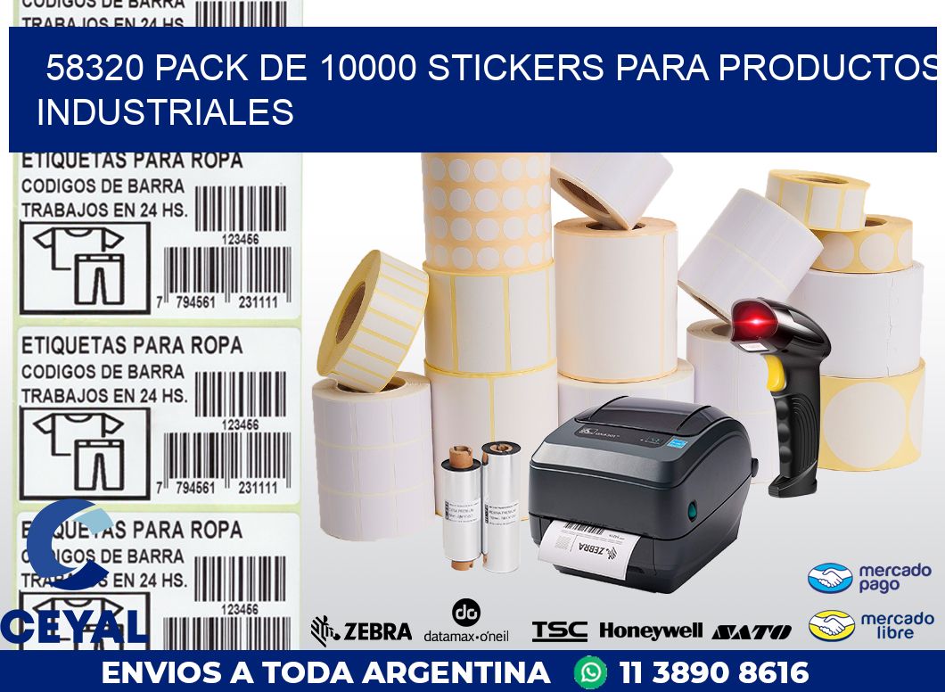 58320 PACK DE 10000 STICKERS PARA PRODUCTOS INDUSTRIALES