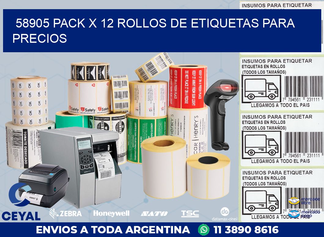 58905 PACK X 12 ROLLOS DE ETIQUETAS PARA PRECIOS
