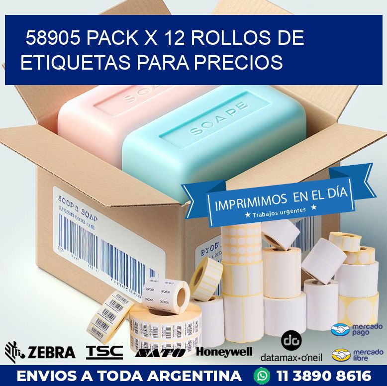 58905 PACK X 12 ROLLOS DE ETIQUETAS PARA PRECIOS