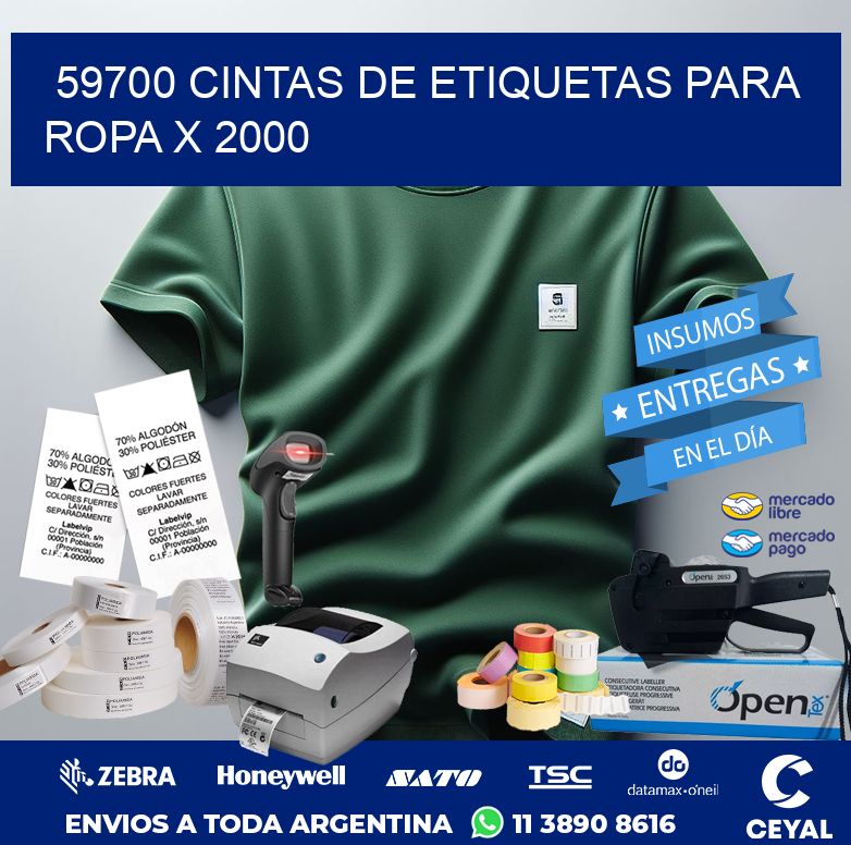 59700 CINTAS DE ETIQUETAS PARA ROPA X 2000