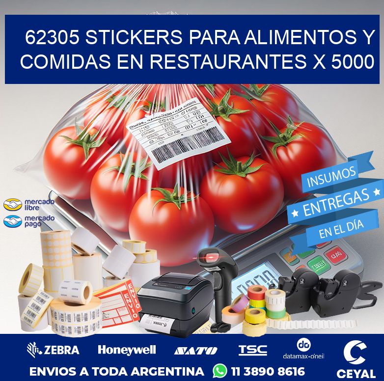 62305 STICKERS PARA ALIMENTOS Y COMIDAS EN RESTAURANTES X 5000