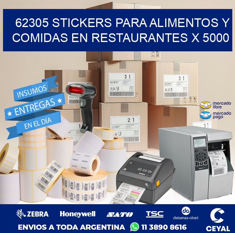 62305 STICKERS PARA ALIMENTOS Y COMIDAS EN RESTAURANTES X 5000