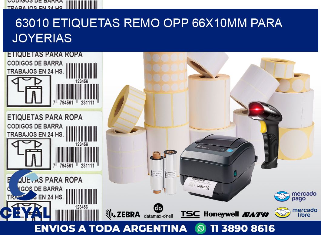 63010 ETIQUETAS REMO OPP 66X10MM PARA JOYERIAS