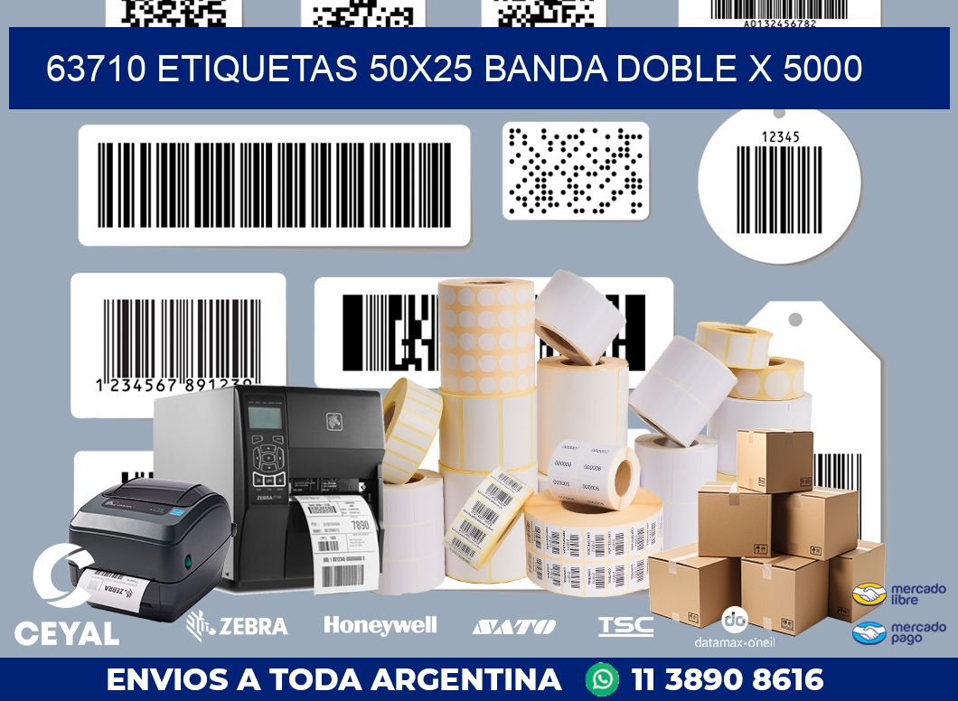 63710 ETIQUETAS 50X25 BANDA DOBLE X 5000