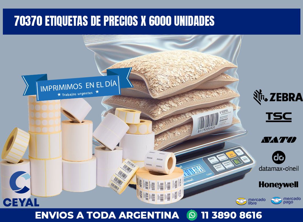 70370 ETIQUETAS DE PRECIOS X 6000 UNIDADES