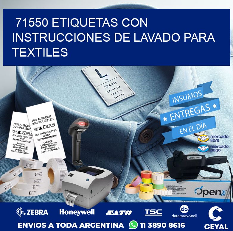 71550 ETIQUETAS CON INSTRUCCIONES DE LAVADO PARA TEXTILES
