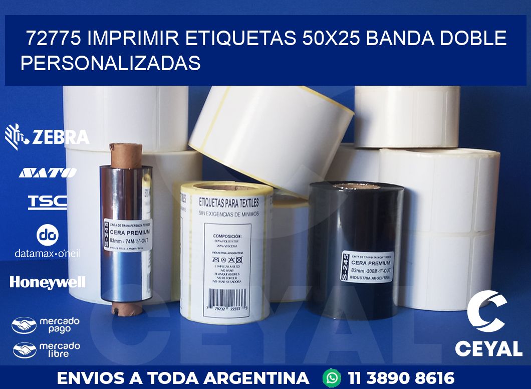 72775 IMPRIMIR ETIQUETAS 50X25 BANDA DOBLE PERSONALIZADAS