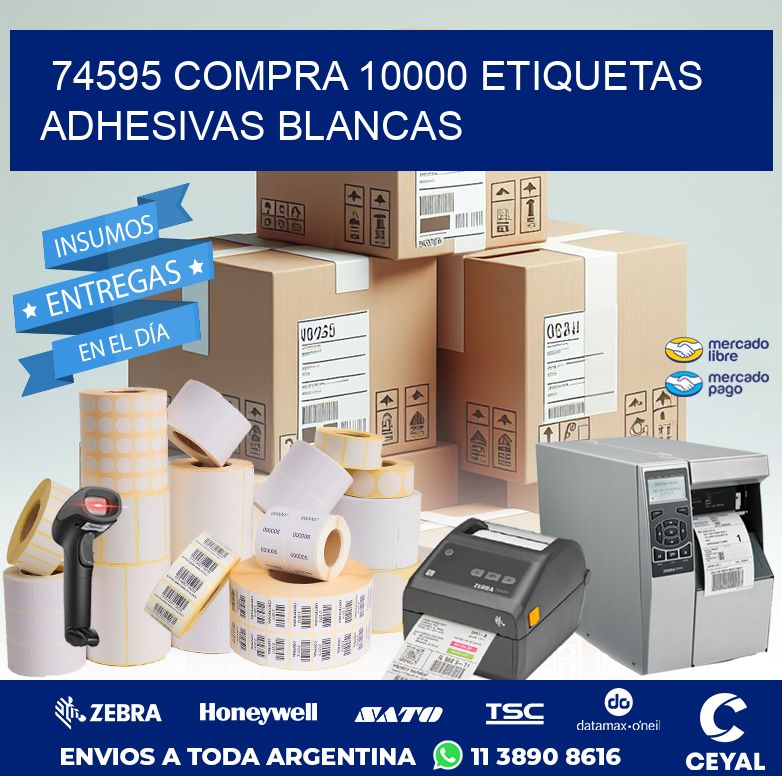 74595 COMPRA 10000 ETIQUETAS ADHESIVAS BLANCAS