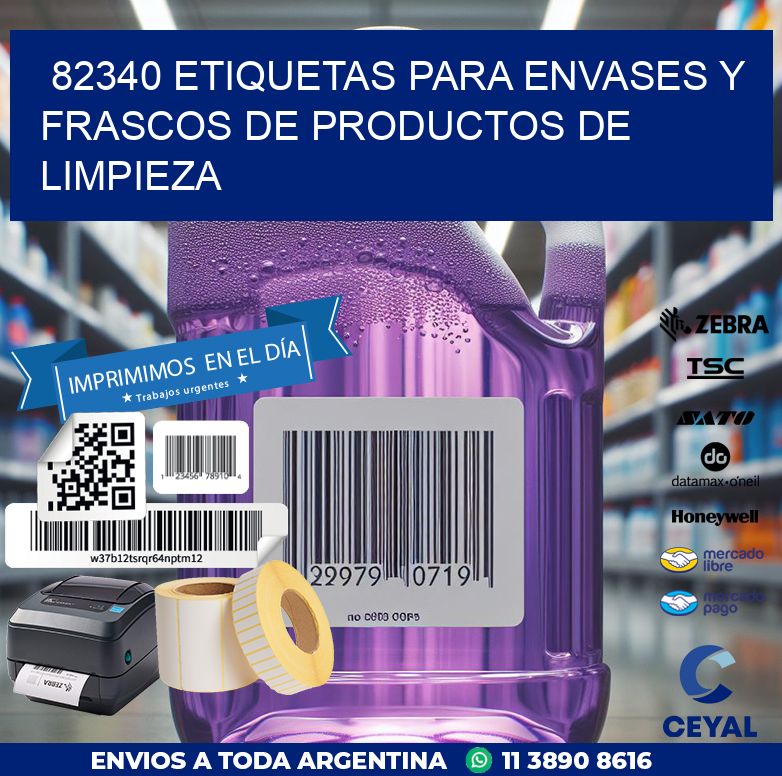 82340 ETIQUETAS PARA ENVASES Y FRASCOS DE PRODUCTOS DE LIMPIEZA