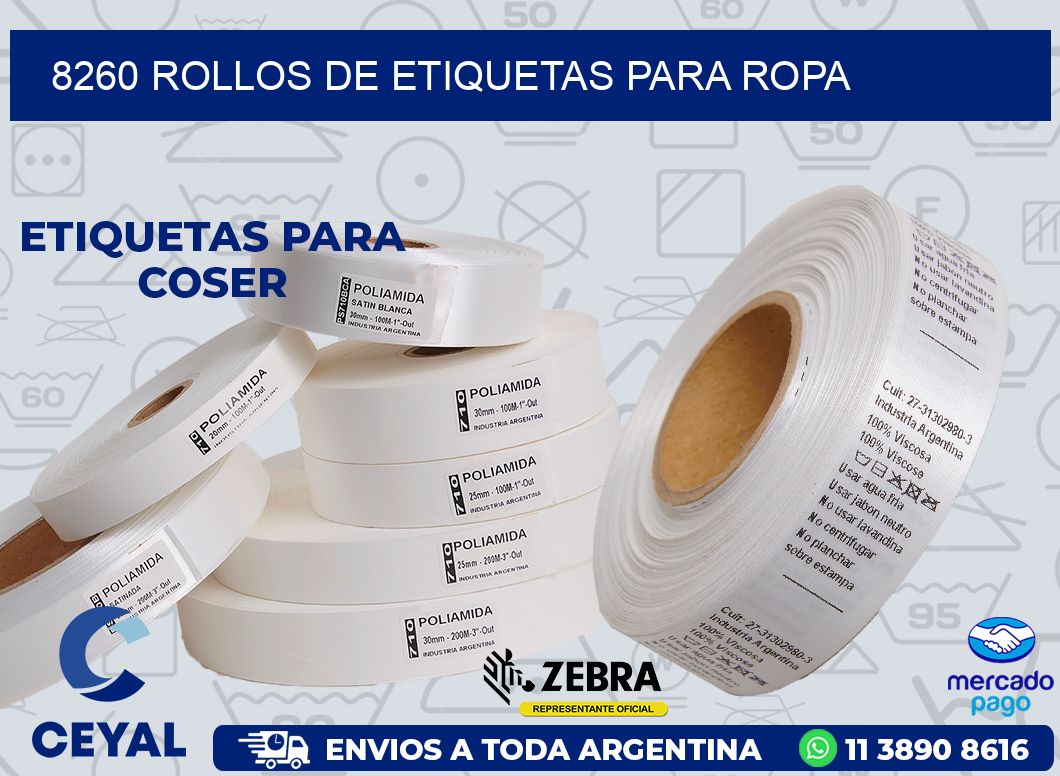 8260 ROLLOS DE ETIQUETAS PARA ROPA