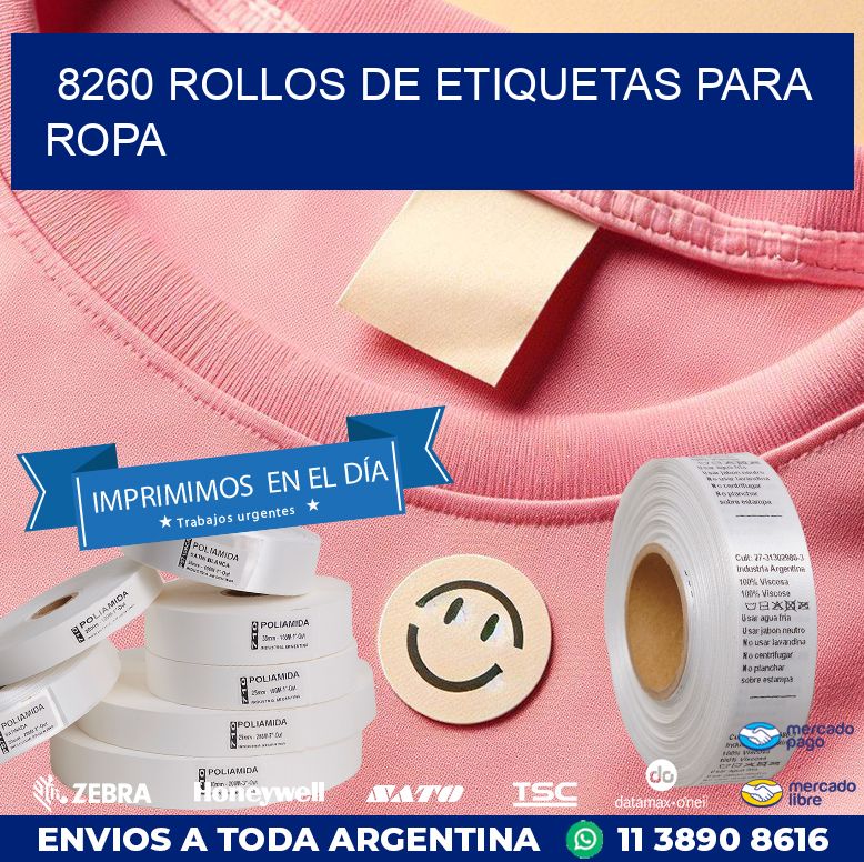 8260 ROLLOS DE ETIQUETAS PARA ROPA