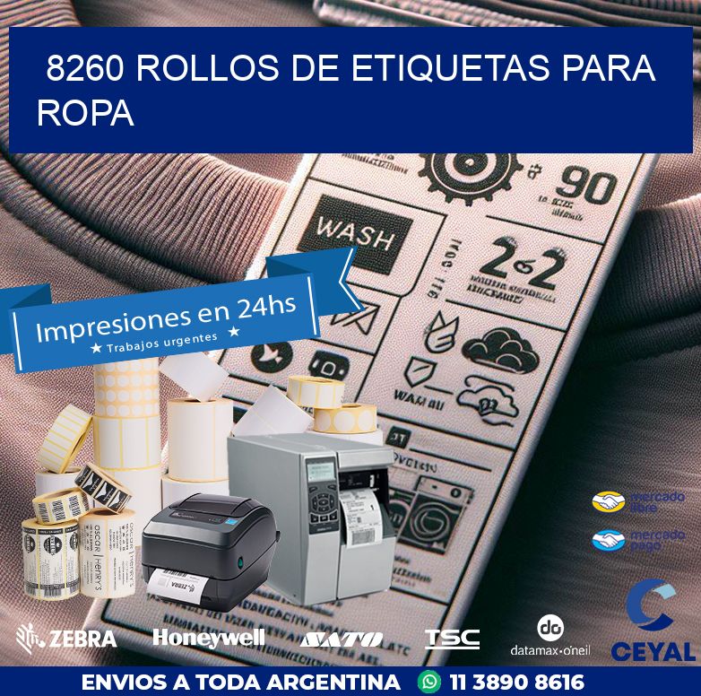 8260 ROLLOS DE ETIQUETAS PARA ROPA