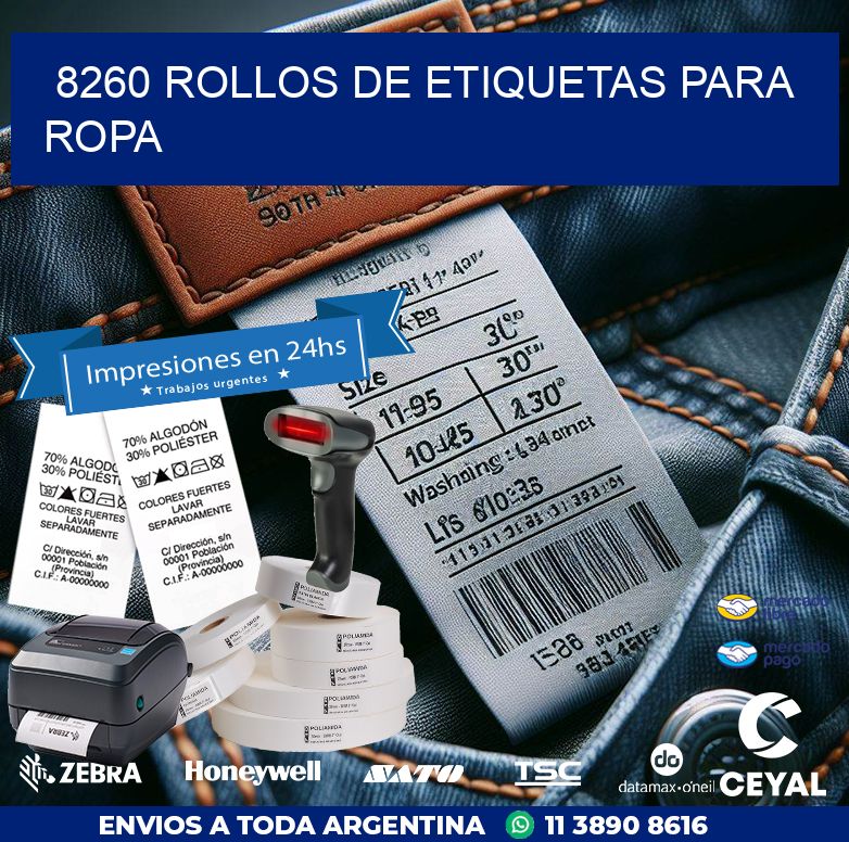 8260 ROLLOS DE ETIQUETAS PARA ROPA