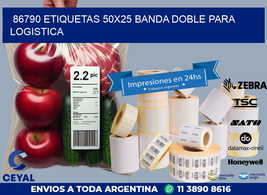 86790 ETIQUETAS 50X25 BANDA DOBLE PARA LOGISTICA