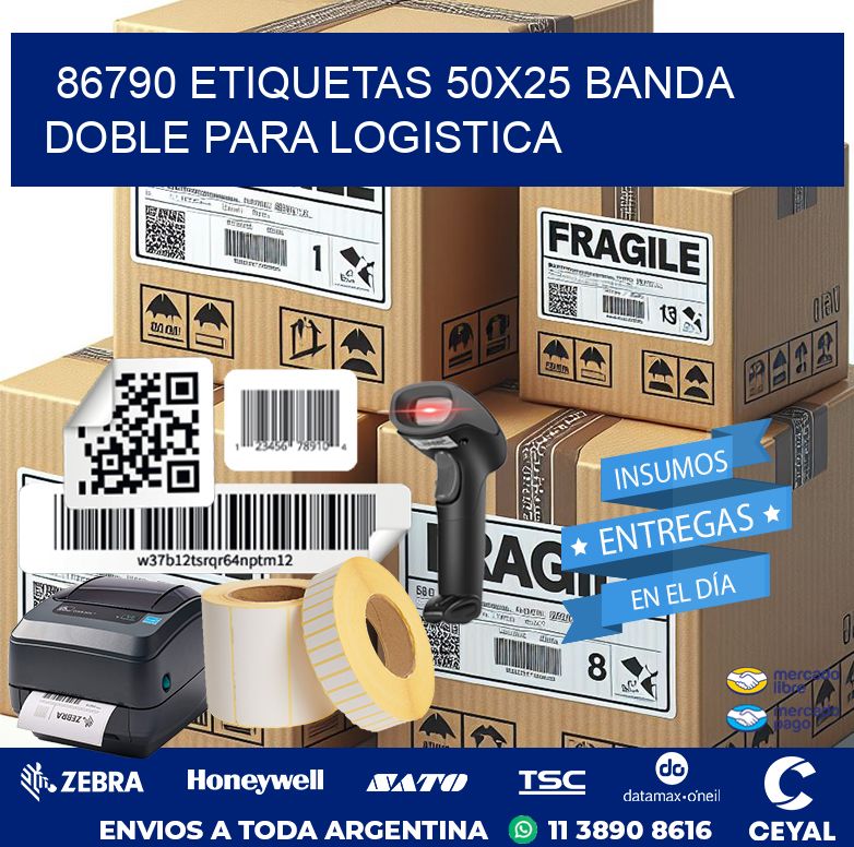 86790 ETIQUETAS 50X25 BANDA DOBLE PARA LOGISTICA