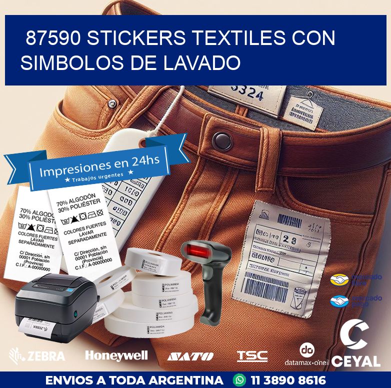 87590 STICKERS TEXTILES CON SIMBOLOS DE LAVADO