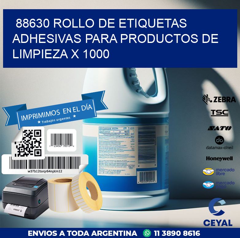 88630 ROLLO DE ETIQUETAS ADHESIVAS PARA PRODUCTOS DE LIMPIEZA X 1000