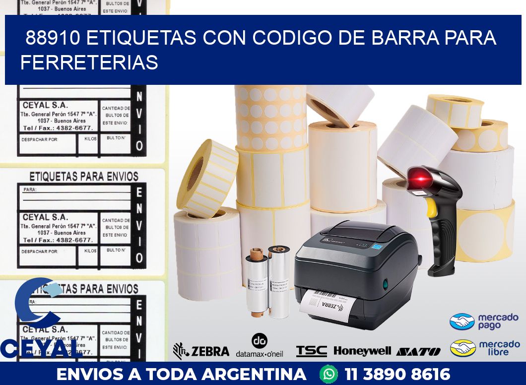 88910 ETIQUETAS CON CODIGO DE BARRA PARA FERRETERIAS