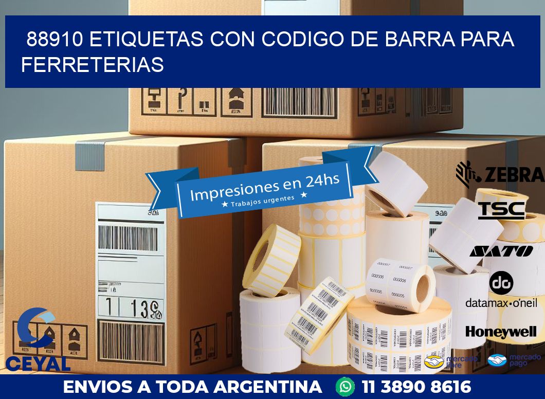 88910 ETIQUETAS CON CODIGO DE BARRA PARA FERRETERIAS
