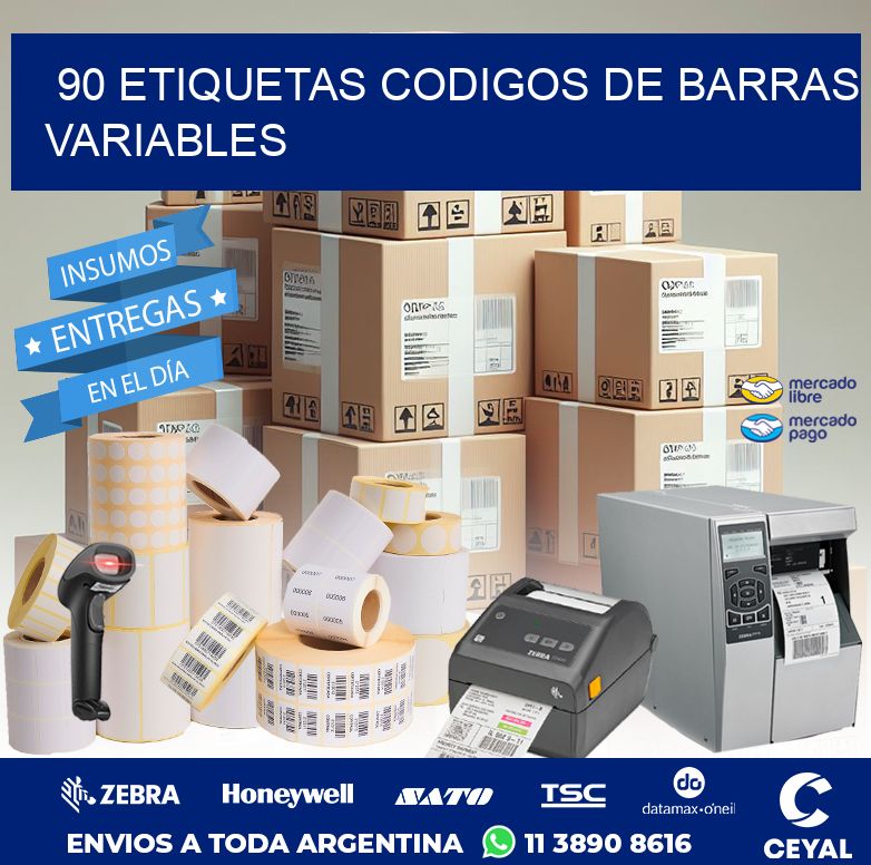 90 ETIQUETAS CODIGOS DE BARRAS VARIABLES