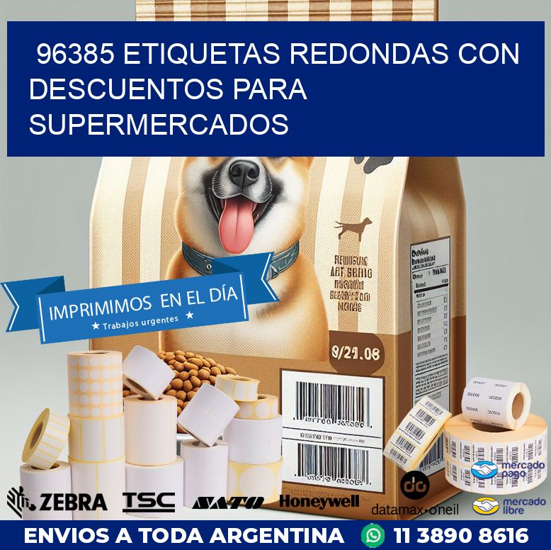 96385 ETIQUETAS REDONDAS CON DESCUENTOS PARA SUPERMERCADOS