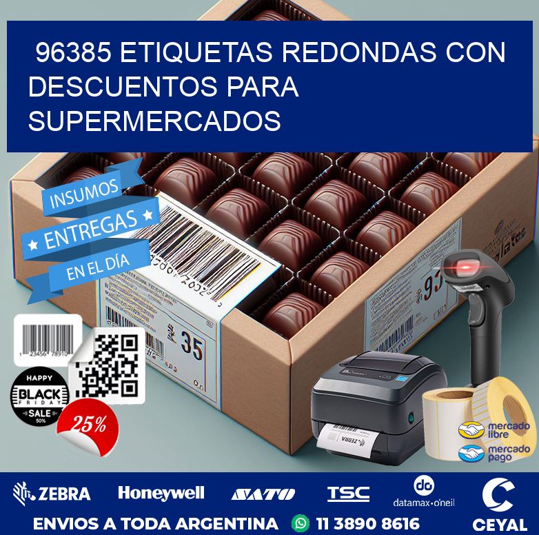 96385 ETIQUETAS REDONDAS CON DESCUENTOS PARA SUPERMERCADOS