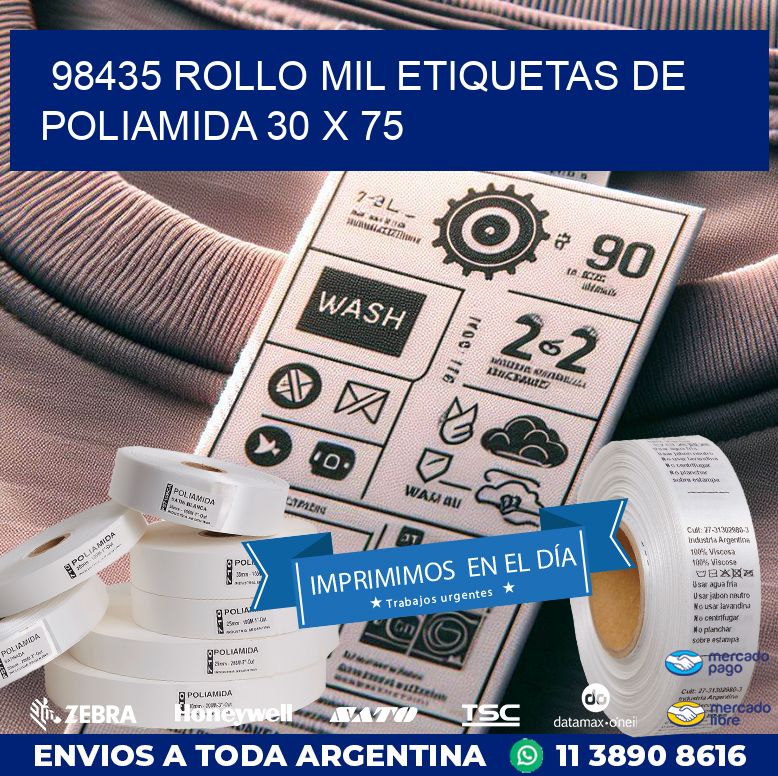 98435 ROLLO MIL ETIQUETAS DE POLIAMIDA 30 X 75