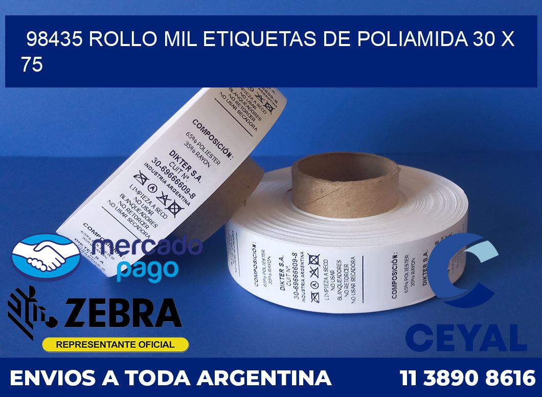 98435 ROLLO MIL ETIQUETAS DE POLIAMIDA 30 X 75