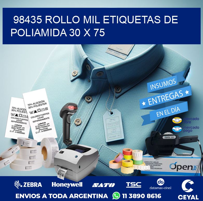 98435 ROLLO MIL ETIQUETAS DE POLIAMIDA 30 X 75